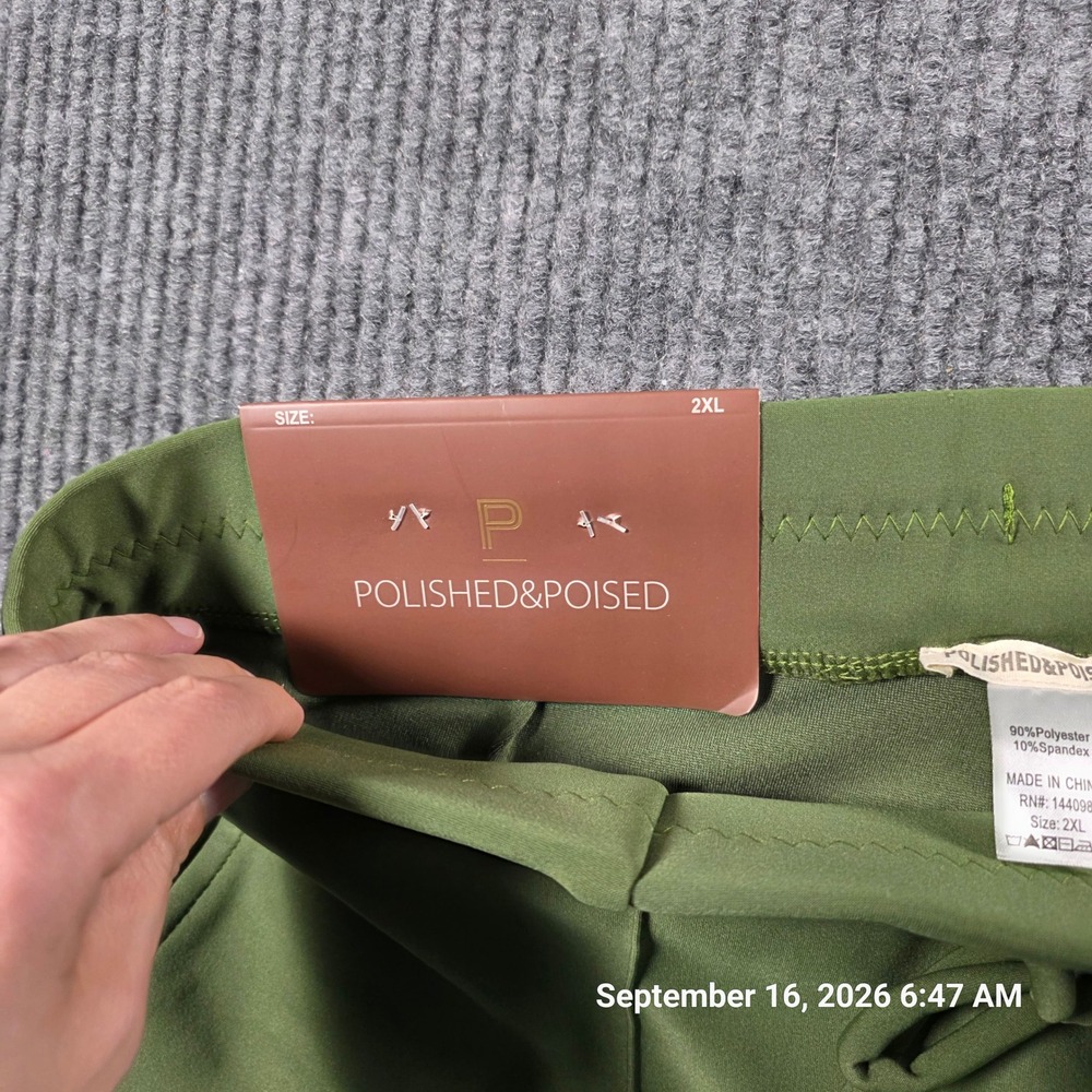 Polished & Poised Womens 2XL Green Skinny Stretch Pants Smoothing Waistband NWT - Picture 6 of 9